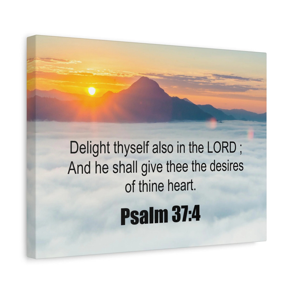 Scripture Canvas Delight Thyself Psalm 37:4 Christian Wall Art Bible Verse